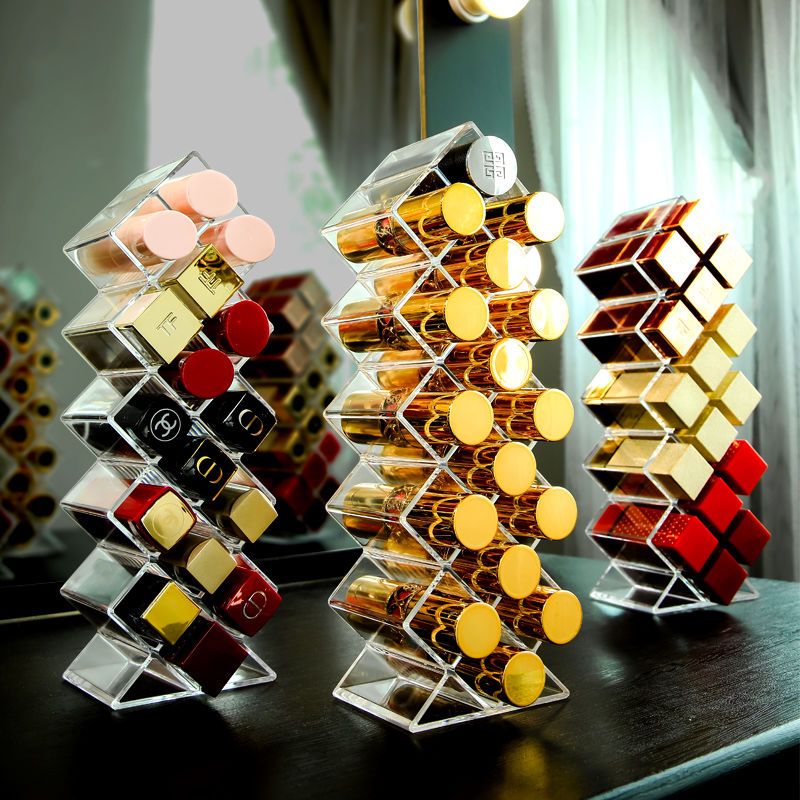 Transparent Lipstick Storage Box Desktop Dressing Table Use