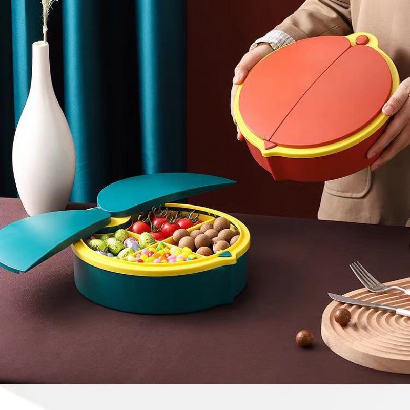 Household Divided Fruit Bowl with Lid Simple Dried Fruit Bowl Food Storage Containers