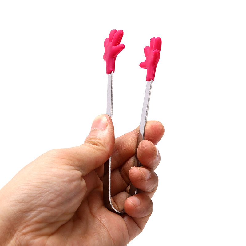 Mini Palm Stainless Steel Silicone Food Clip Non Slip BBQ Party For Kitchen