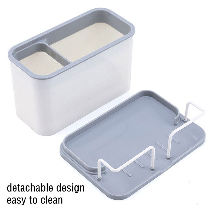 Multifunction Spoon Fork Chopsticks Storage Holder Double Layer Cutlery With Sponge Shelf Sink Organizer