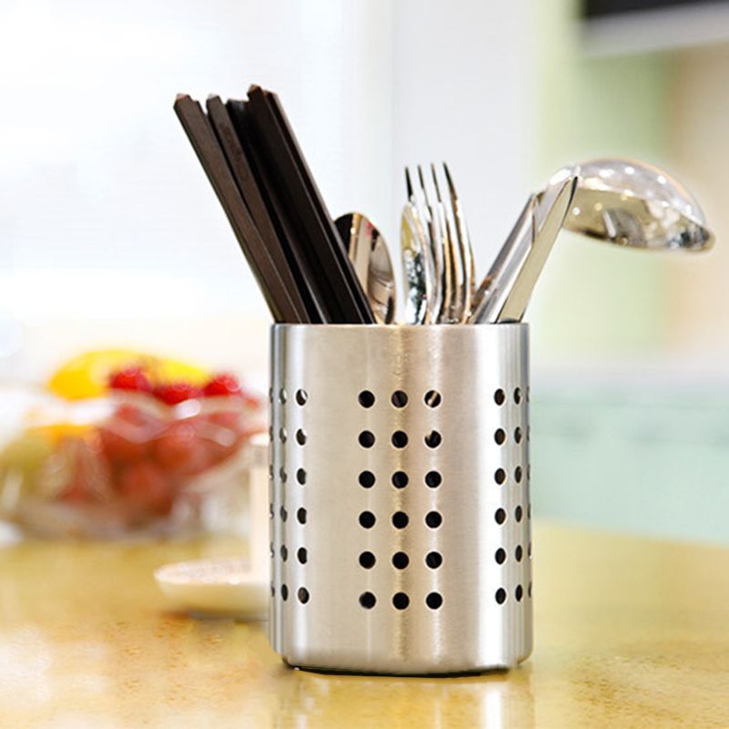 Stainless Steel Cutlery Holder Drainer Storage Spoon Chopsticks Organizer