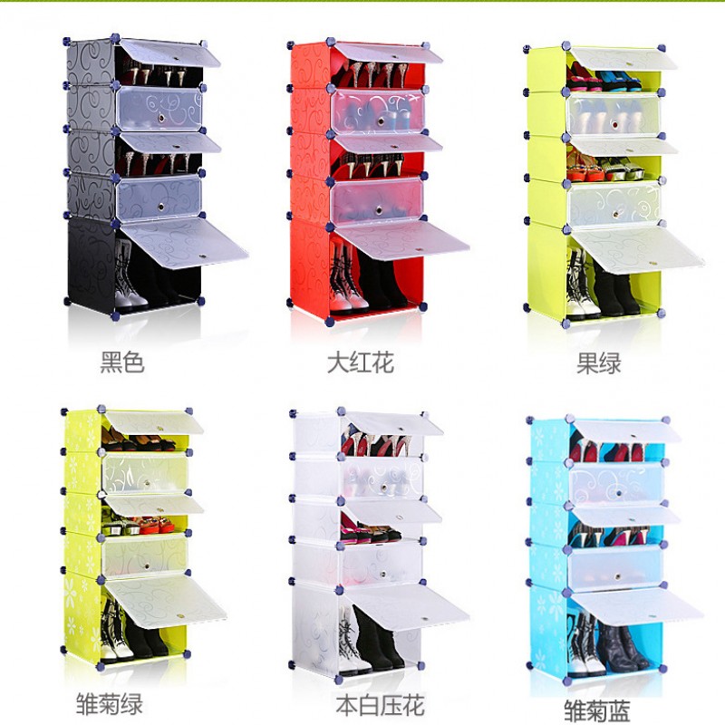 5 Layer Shoe Rack With Transparent Doors Easy To Install Shoes Shelf Organizer