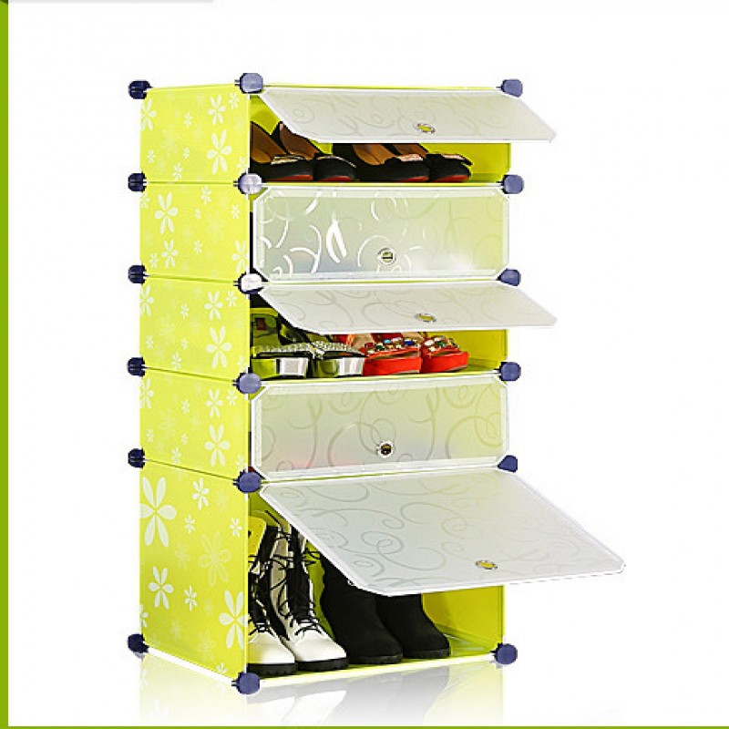 5 Layer Shoe Rack With Transparent Doors Easy To Install Shoes Shelf Organizer