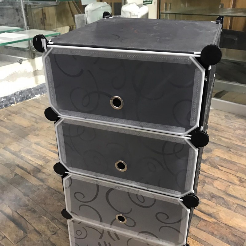 4 Layer Shoe Rack With Transparent Doors Easy To Install Shoes Shelf Organizer