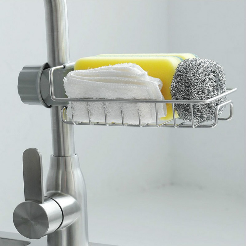 Stainless Steel Faucet Rack Kitchen Storage Shelf Sponge Dish