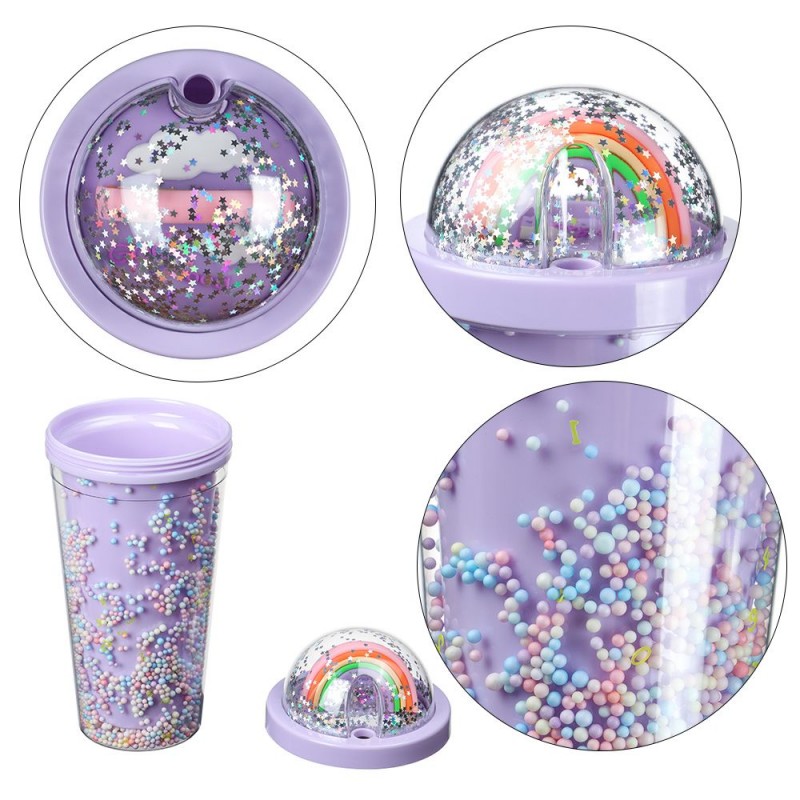 Rainbow Water Bottle With Straw