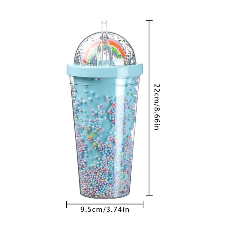 Rainbow Water Bottle With Straw