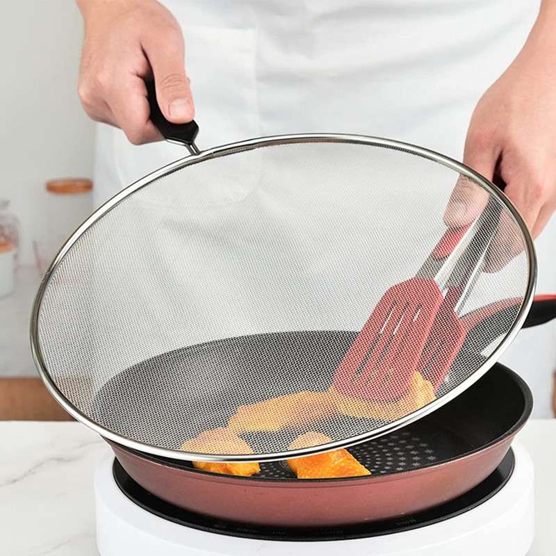 Stainless Steel Oil Splatter Screen Frying Pan