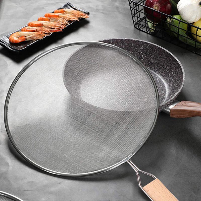Stainless Steel Oil Splatter Screen Frying Pan