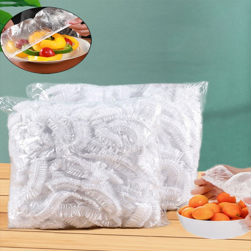100Pcs Reusable Elastic Food Storage Covers Disposable Food Plastic Wraps Storage