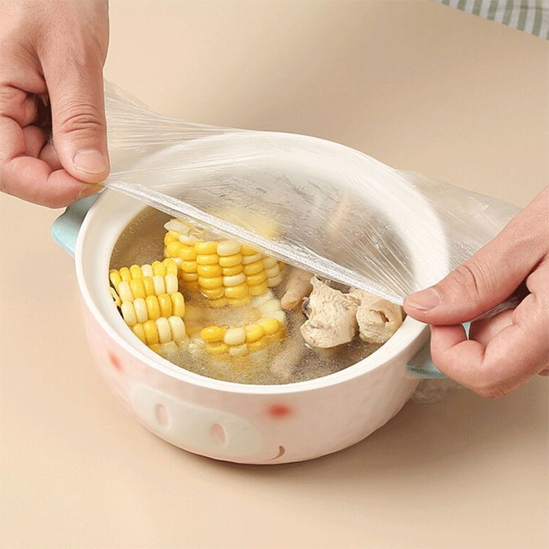 100Pcs Reusable Elastic Food Storage Covers Disposable Food Plastic Wraps Storage