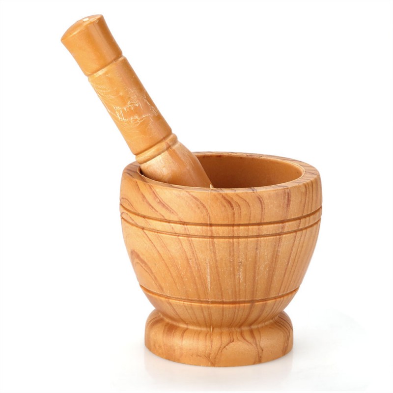 Kitchen Hand Manual Wood Garlic Ginger Spices Crusher Bowl