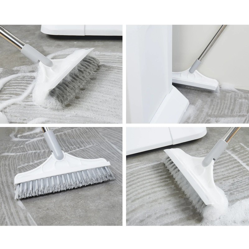 2 In 1 Floor Scrub Brush with Window Squeegee Rotatable Long Handle
