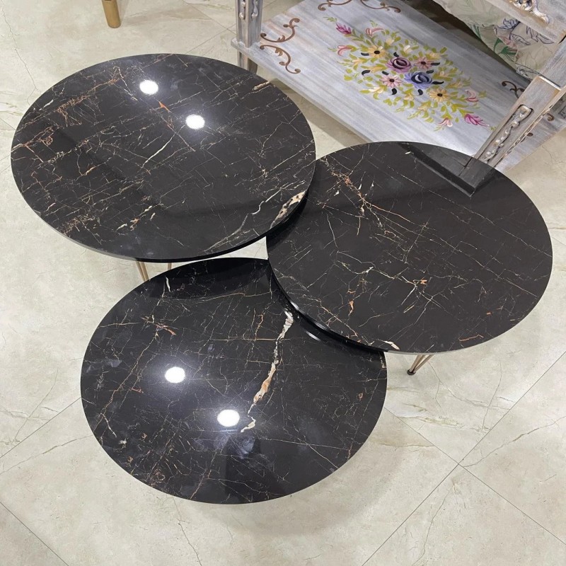 set of 3 Black Gold nesting table