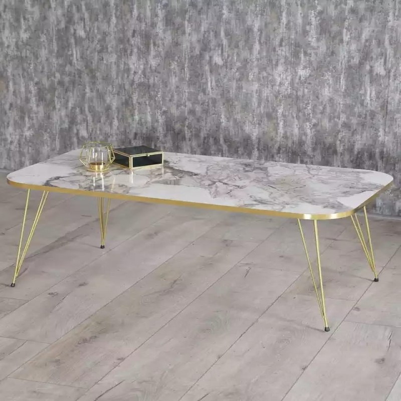 (Set of 4) White Gold nesting tables Set