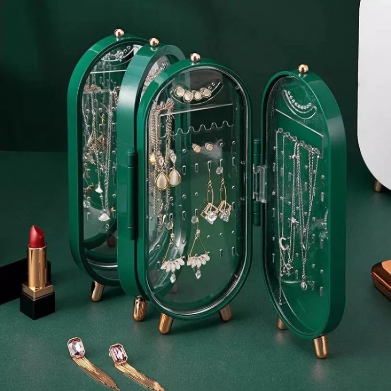 4 Doors Portable Jewelry Organizer With Mirror