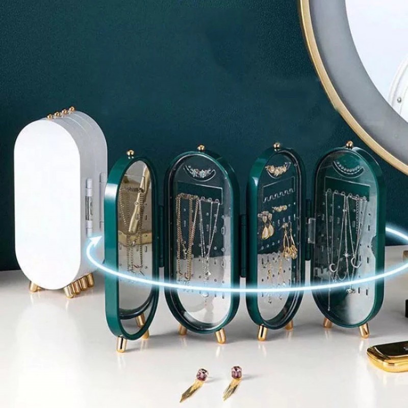 4 Doors Portable Jewelry Organizer With Mirror