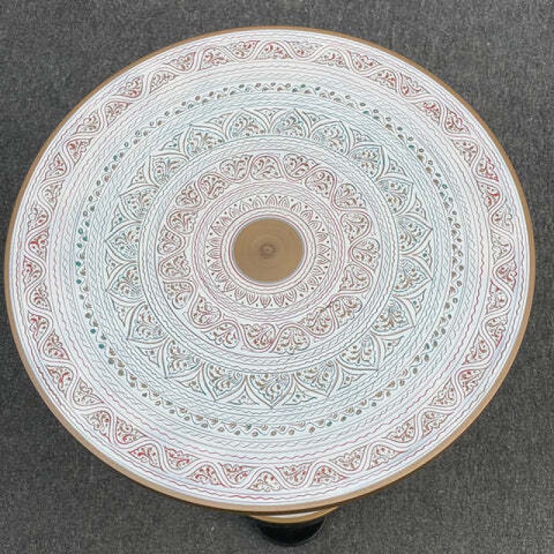 Artistic Table With Nakshi Art White Colour