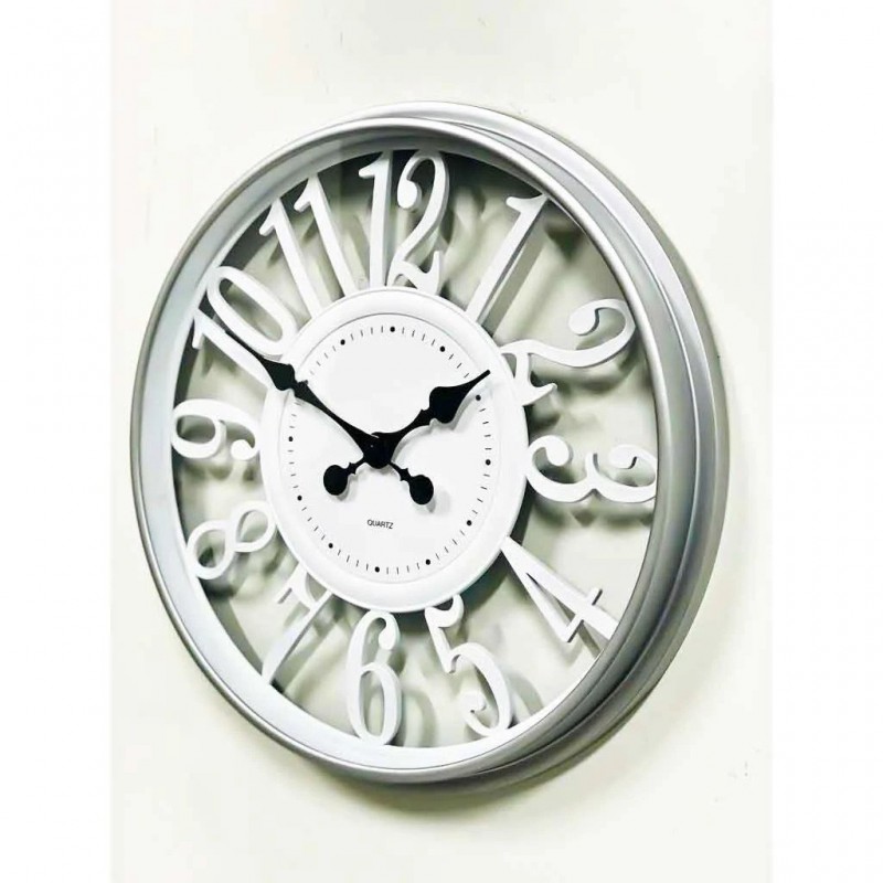 Sliver & White Antique Wall Clock