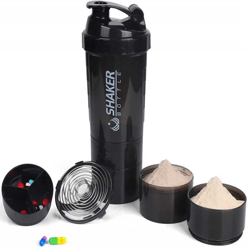 3 in 1 three layers spider protein mixing sports bottle
