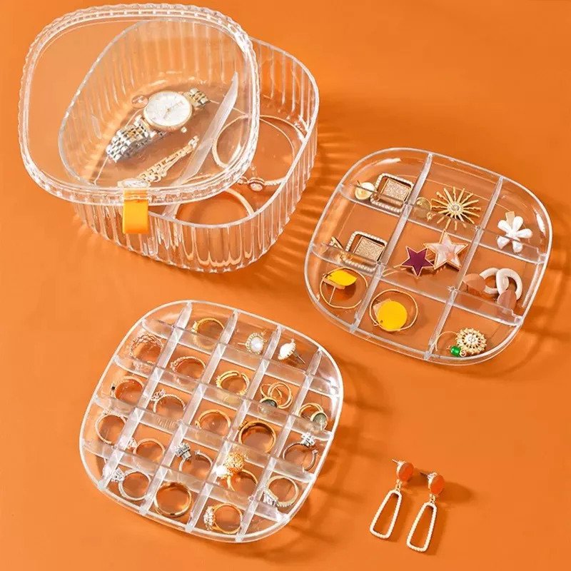Elegant Transparent Earrings Holder, Multi-Layer Jewellery Case