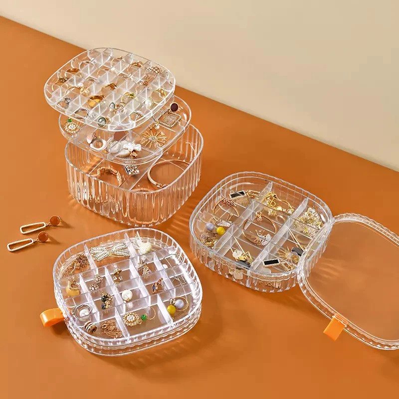 Elegant Transparent Earrings Holder, Multi-Layer Jewellery Case