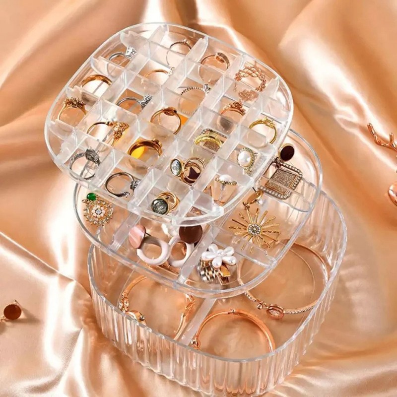 Elegant Transparent Earrings Holder, Multi-Layer Jewellery Case
