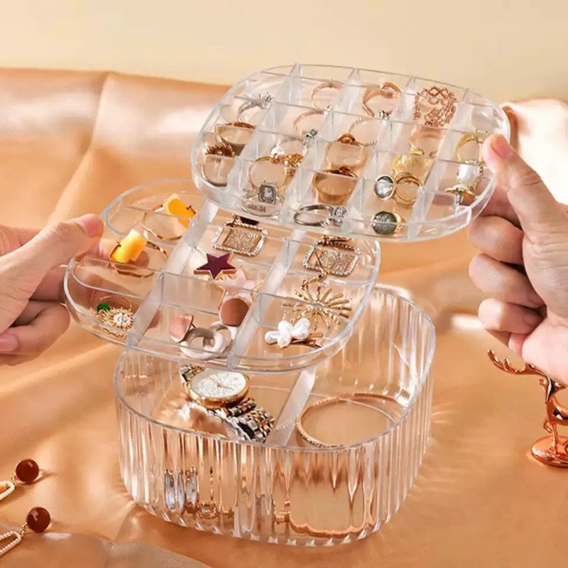 Elegant Transparent Earrings Holder, Multi-Layer Jewellery Case