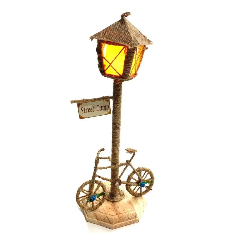 Handmade Jute LED Street Lamp Showpiece