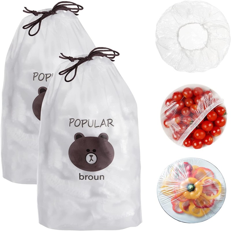 100Pcs Reusable Elastic Food Storage Covers Disposable Food Plastic Wraps Storage