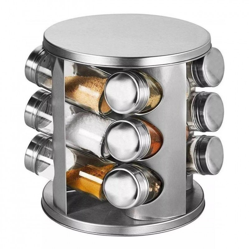 12 pcs Round Stainless Iron Rotating Spice Rack