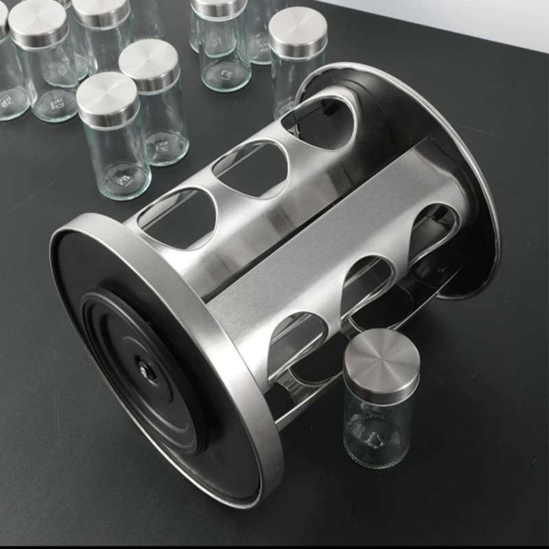12 pcs Round Stainless Iron Rotating Spice Rack