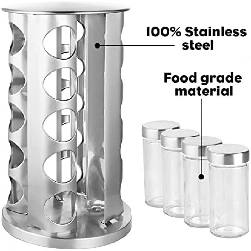 20 Pcs Round Shape Rotating Spice Jar Rack