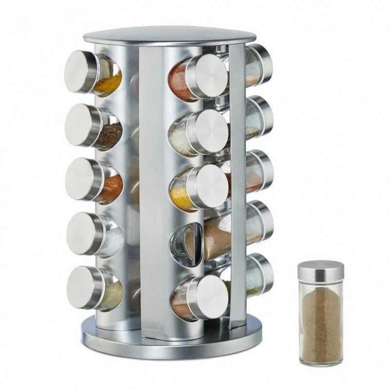 20 Pcs Round Shape Rotating Spice Jar Rack