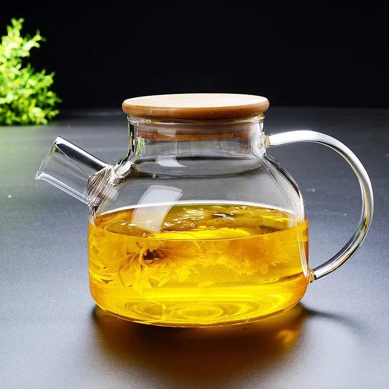 8pcs Japanese Style Glass Kettle Set with Bamboo Tray