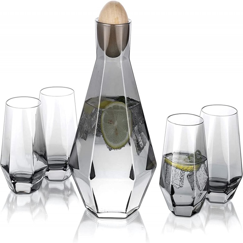7-Pcs Nordic Style Classic Glass Set With Cork Lid Jug
