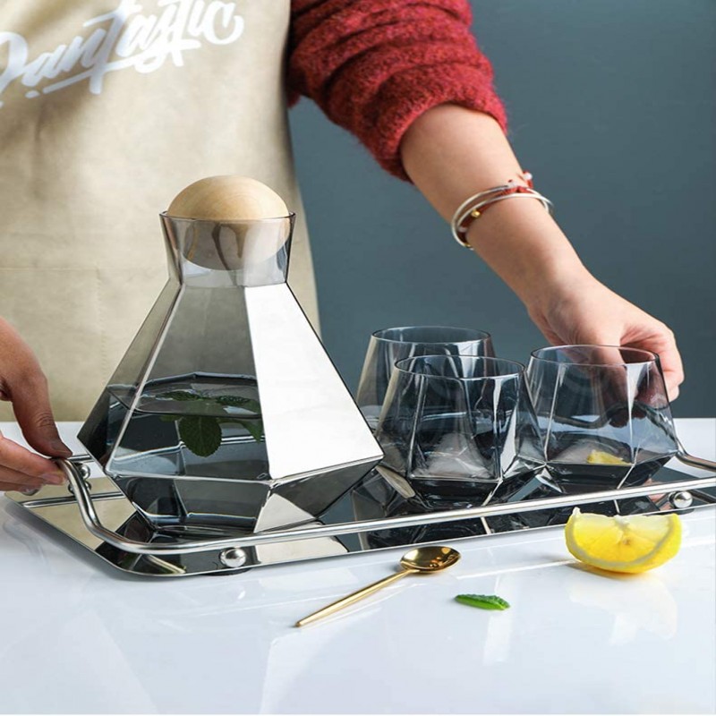 7-Pcs Nordic Style Classic Glass Set With Cork Lid Jug