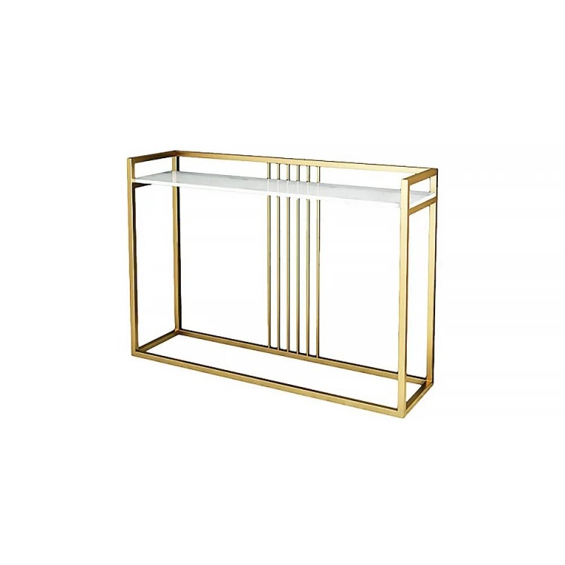 Gold Finish Rectangle Modern Narrow Console Table