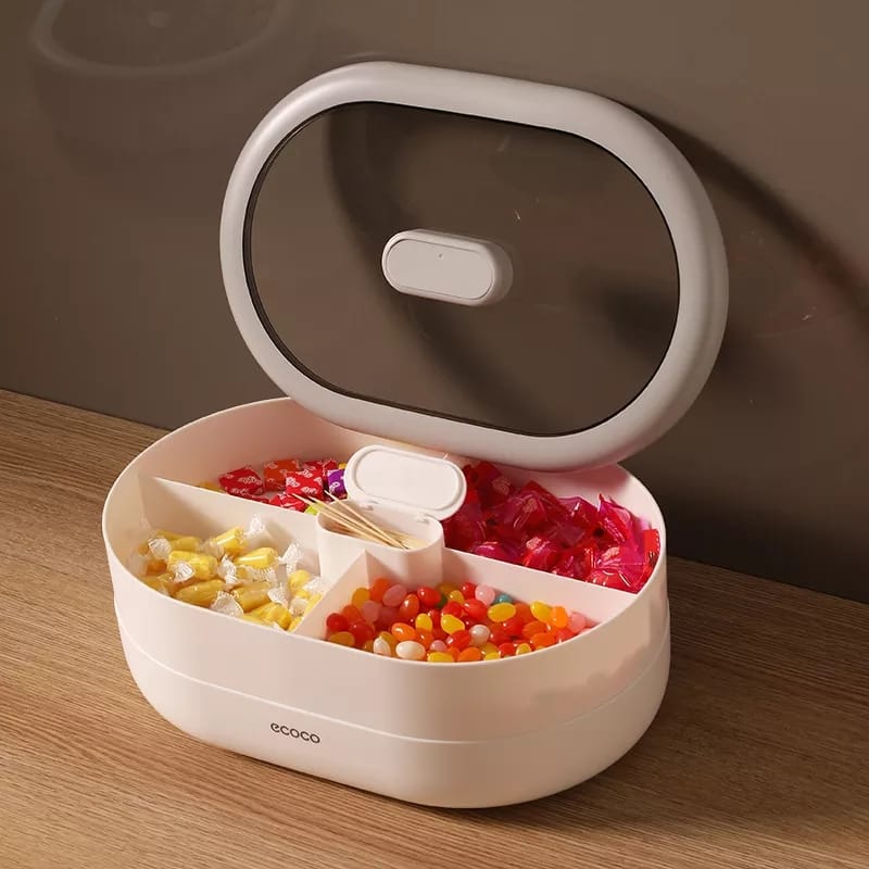 Dust-proof Dry Fruit Tray,Candy Snack Box With Rotary Phone Holder