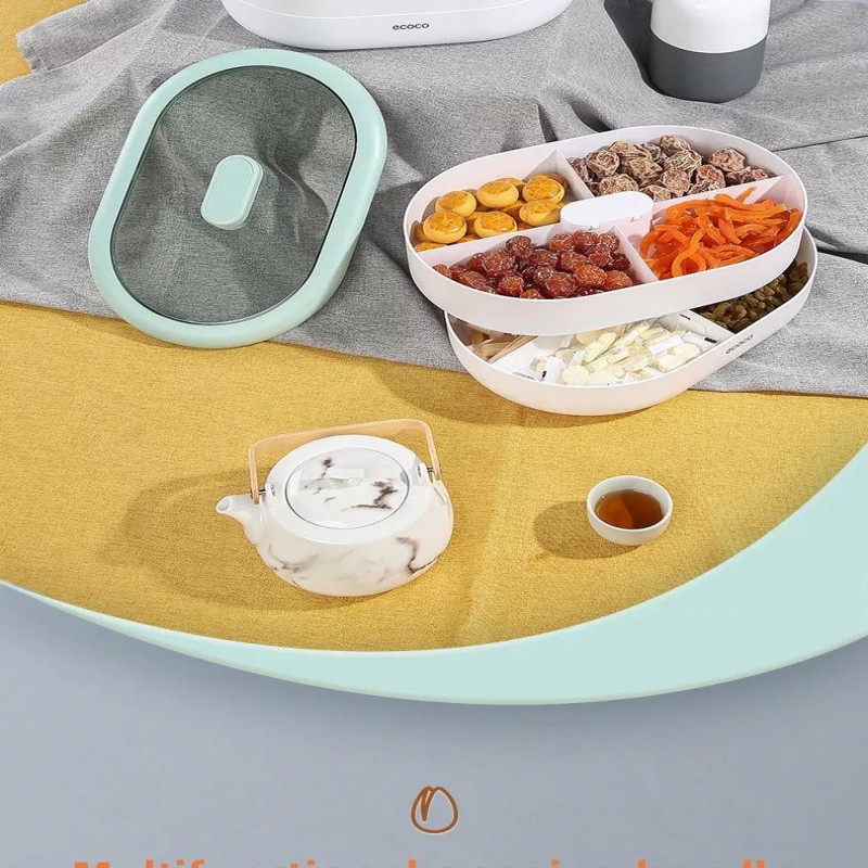 Dust-proof Dry Fruit Tray,Candy Snack Box With Rotary Phone Holder