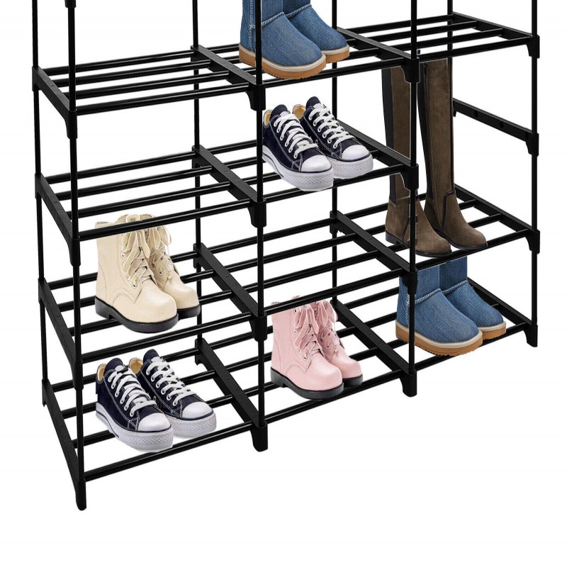 Shelf Removable 4-tier 3-row Metal Shoe Rack Storage Organizer
