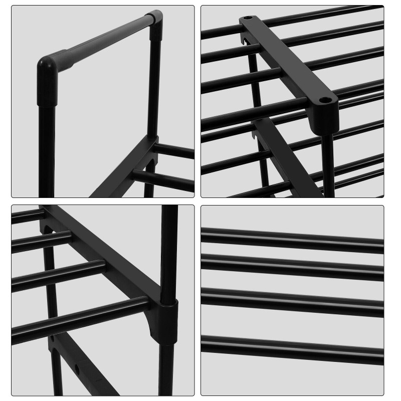 Shelf Removable 4-tier 3-row Metal Shoe Rack Storage Organizer