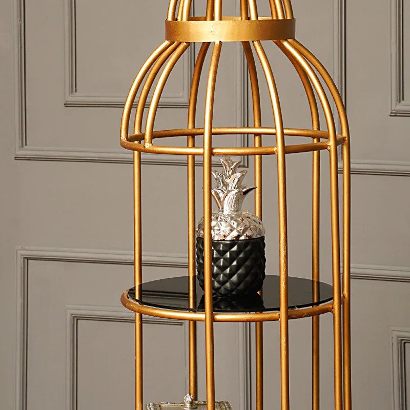 4 Layer Nordic Brass Cage Rack For Home Decor