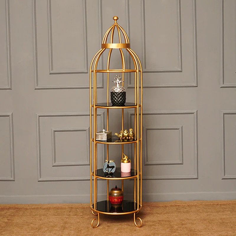 4 Layer Nordic Brass Cage Rack For Home Decor