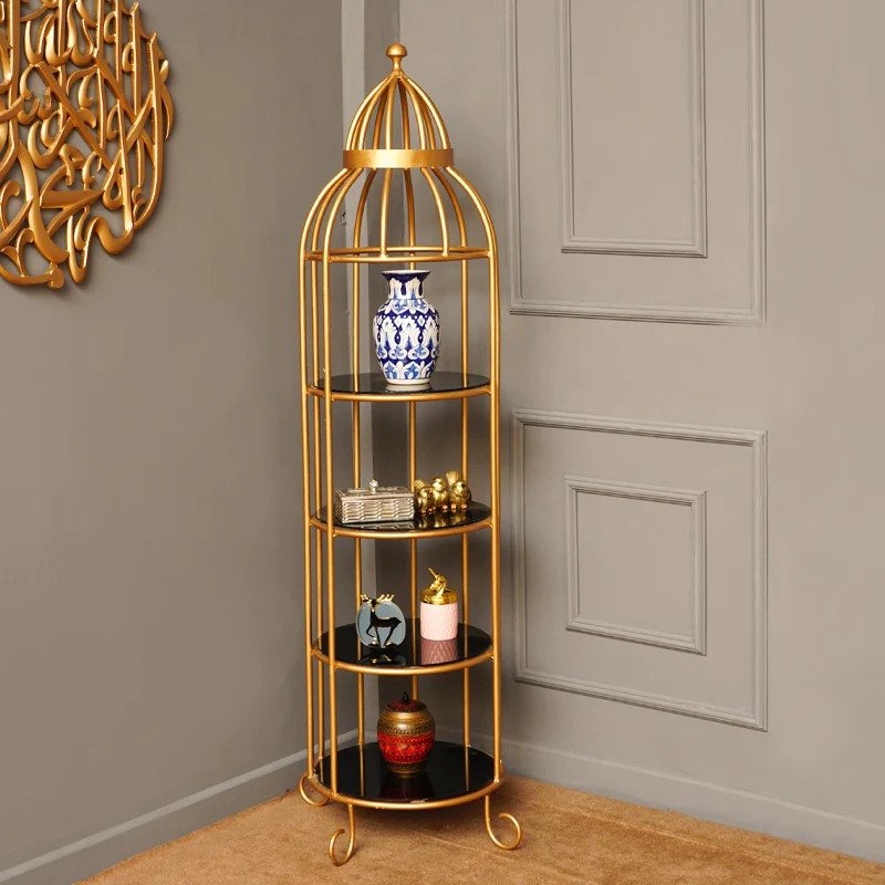 4 Layer Nordic Brass Cage Rack For Home Decor