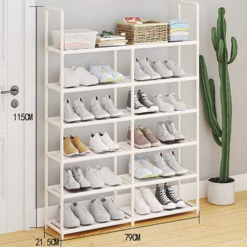 Modern 6-Layer Multipurpose Shoe Rack Organizer with Drawer Storage