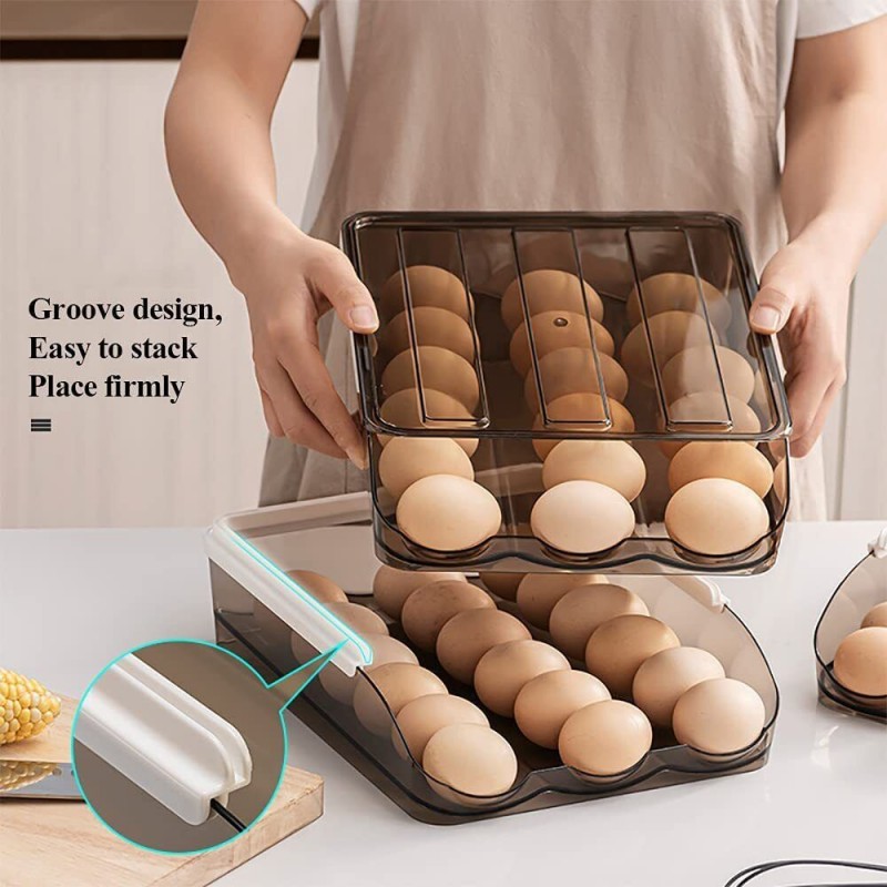 Auto Rolling Egg Holder Storage Box for Refrigerator