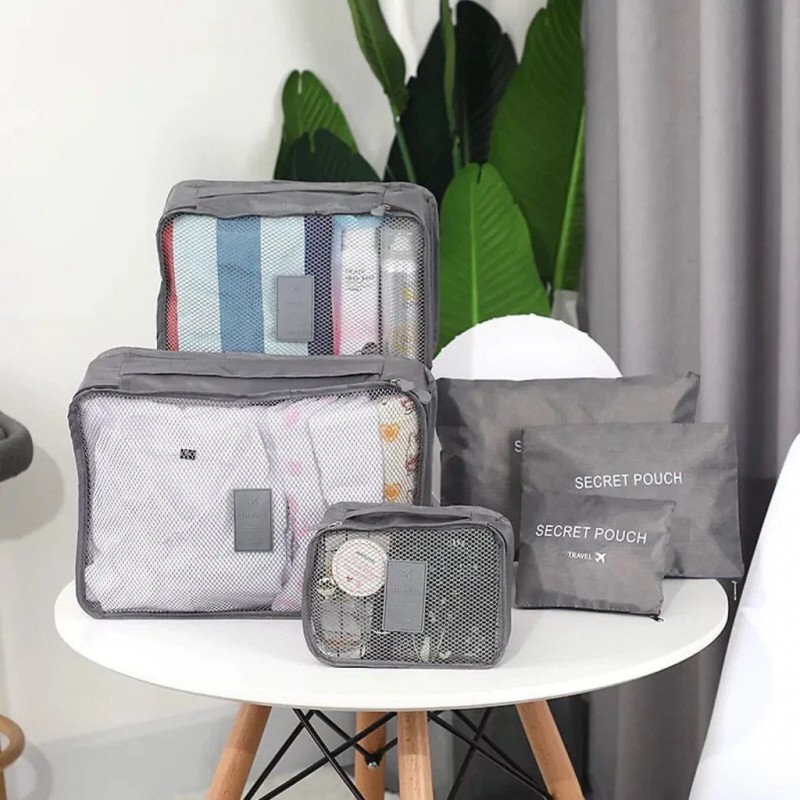 6 Pcs Travel Storage Bag , Wardrobe Suitcase Pouch Travel Organizer