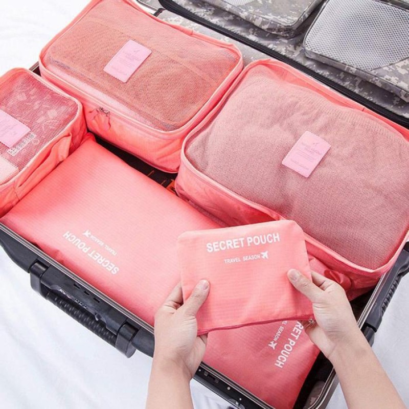 6 Pcs Travel Storage Bag , Wardrobe Suitcase Pouch Travel Organizer