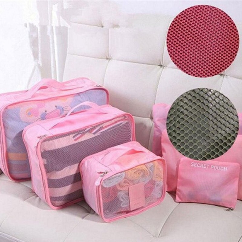 6 Pcs Travel Storage Bag , Wardrobe Suitcase Pouch Travel Organizer